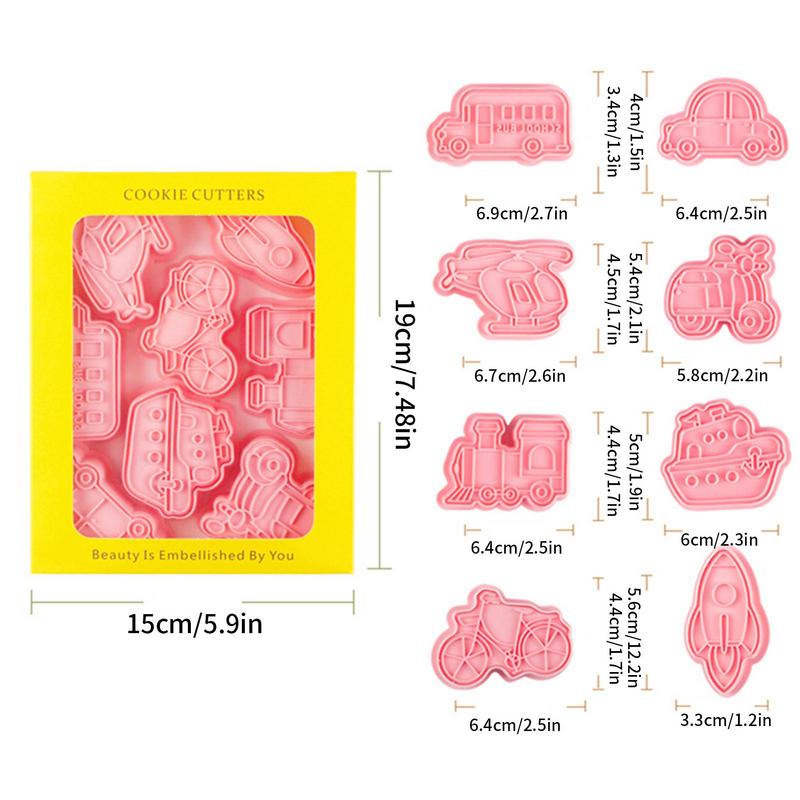 Travel Theme Cookie Cutter 8X Cartoon Cookie Embossing Dies Cake Decorating Tools Pastry Stamp For Homemade Snacks