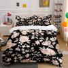 Elegant Floral Design On Black Print Bedding Set 1 Duvet Cover 2 Pillowcases for Adult and Children Luxury Gift Full Size
