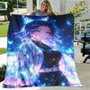 1pc Blanket Demon Slayer Shinobu Kocho Print Design, Lightweight Blanket for Sofa, Bed- Soft &Warm, Gift for All Seasons Like Christmas, Halloween