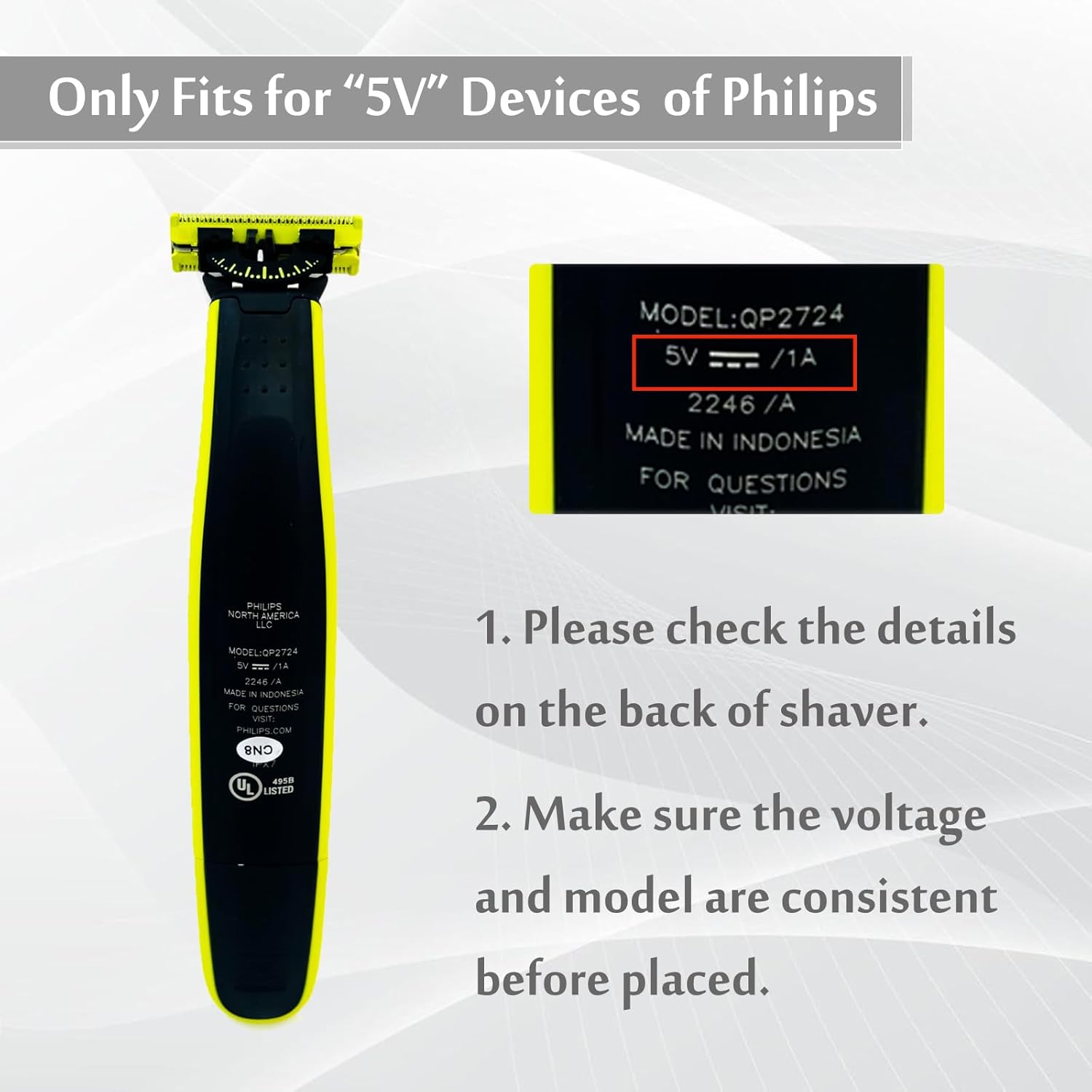 Зарядный шнур USB 5 В подходит для Philips OneBlade QP2724 QP2834 QP1924, Замена для OneBlade 360 MG7910 MG5910 MG9510 QP4631 QP6531 QP1424 X3001 USB