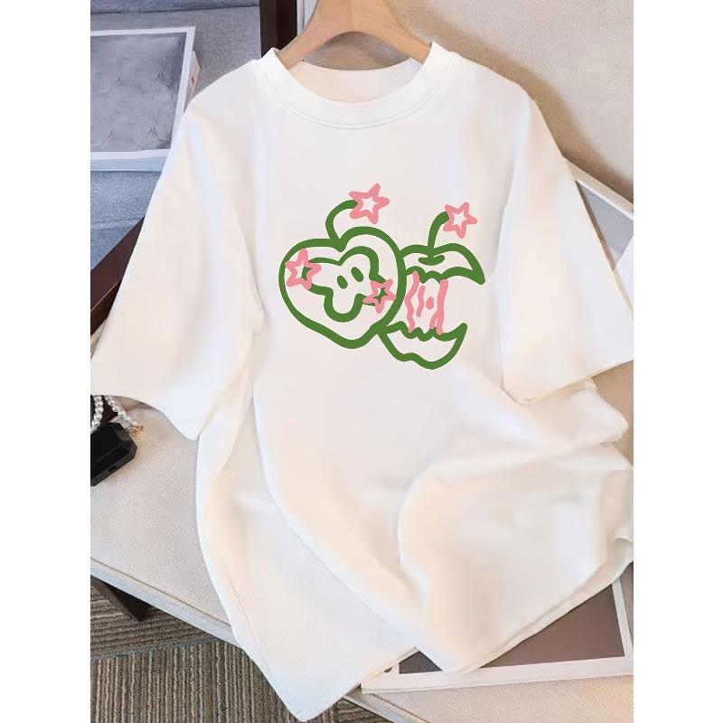 Summer Pure Loose Round Neck Versatile Women s Clothing Comfortable Casual T-shirt Popular Vitality Daily Short Sleeves S белый