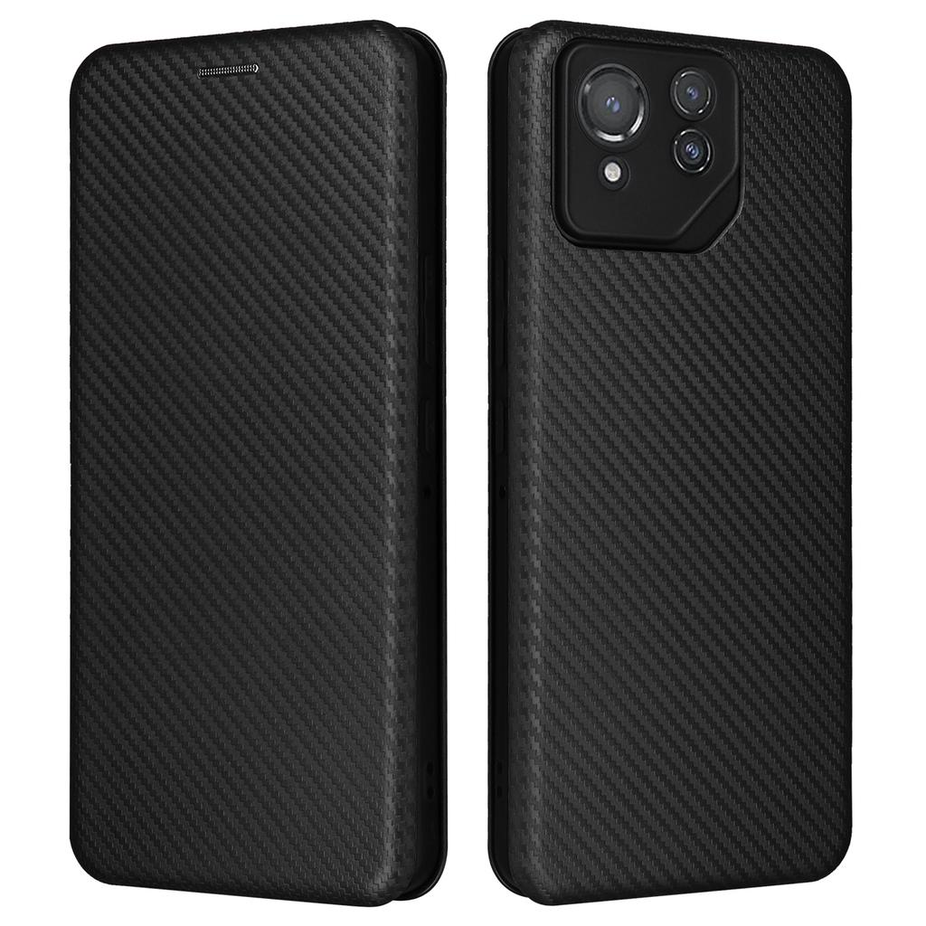 For Asus ROG Phone 8 Pro 5G/8 5G Leather Case with Card Slot Carbon Fiber Texture