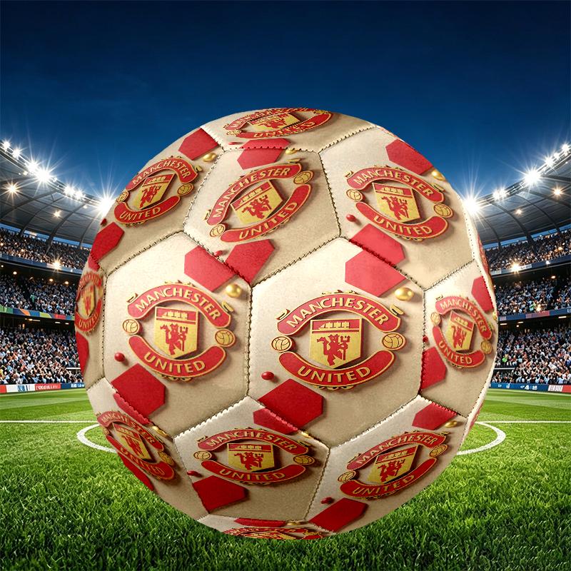 Manchester United F.C Print Size 5 Soccer Ball, PU Wear Resistant Football for Match Training and Daily Practice, Birthday Gift for Soccer Fans