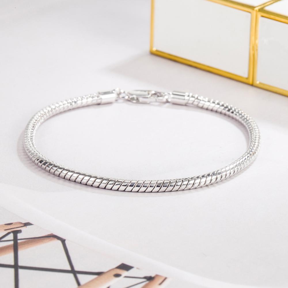 Smooth 3mm Round Snake Chain Bracelet 100 %925 Sterling Silver Men Women Teen Boy Girls 6 .3 \"-9 \"Bangle Jewelry Gift
