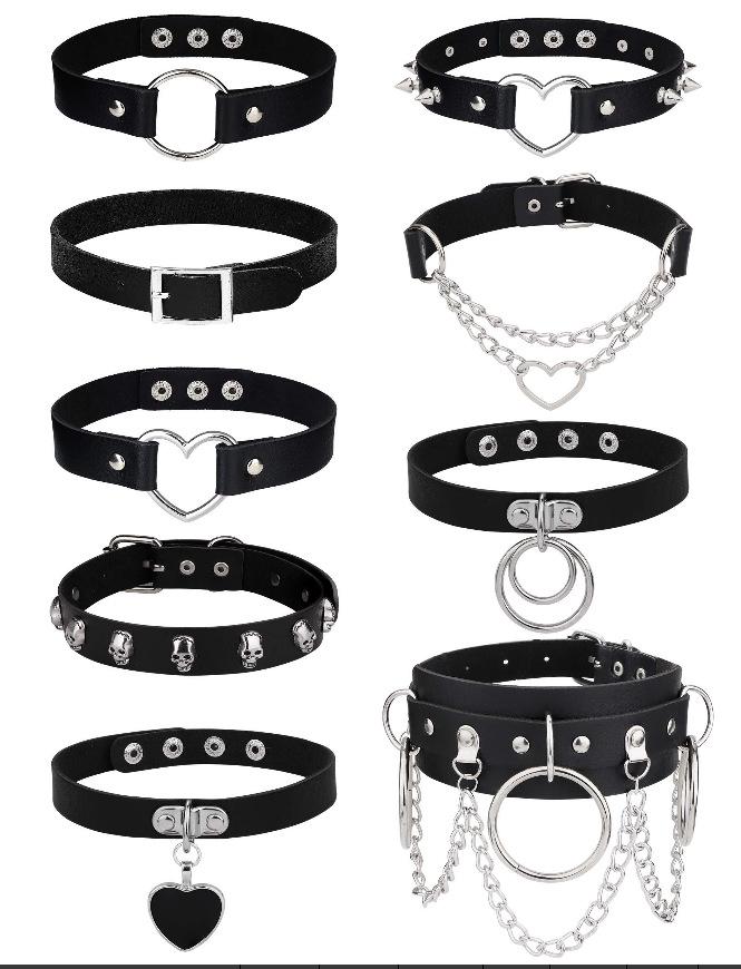 Cool Gothic Black Heart Choker: Women's Punk Metal Necklace with Collar Strap