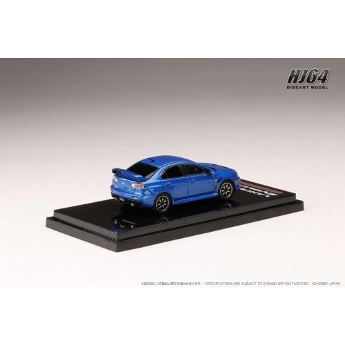 HJ64 1/64 Mitsubishi Lancer Evolution X FINAL EDITION with Engine Display Model, Lightning Blue Mica, Finished