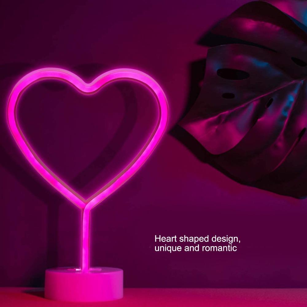 Heart Shaped Neon Desk Lamp USB or Battery Operated LED Neon Sign Decorative LED Neon Light  Women