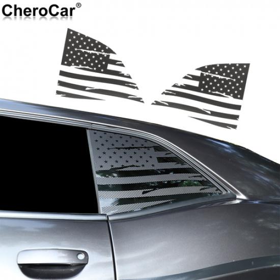 Carbon Fiber Rear Window Decals  Flag Sticker for for Dodge Challenger 08-21