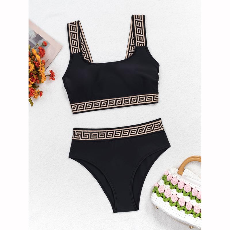 Hot Sale Sexy Swimsuit Split Underwire Split Black Color Bikini Swimsuit Two Piece Swimsuit for Women