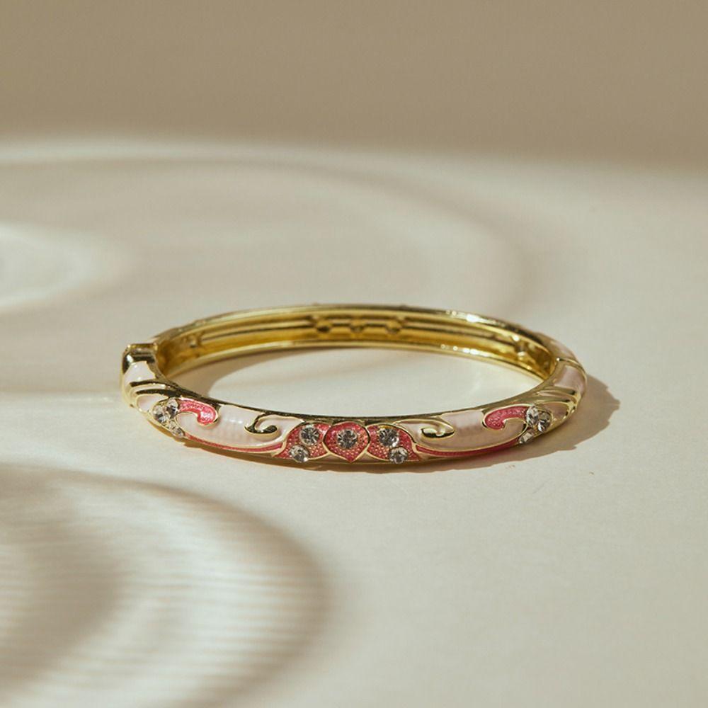 Emaliowana Vintage Bransoletka Cloisonne Tradycyjna Damska Bransoletka na Rękę Rękodzieło Kwiatowa Bransoletka Dziewczęta