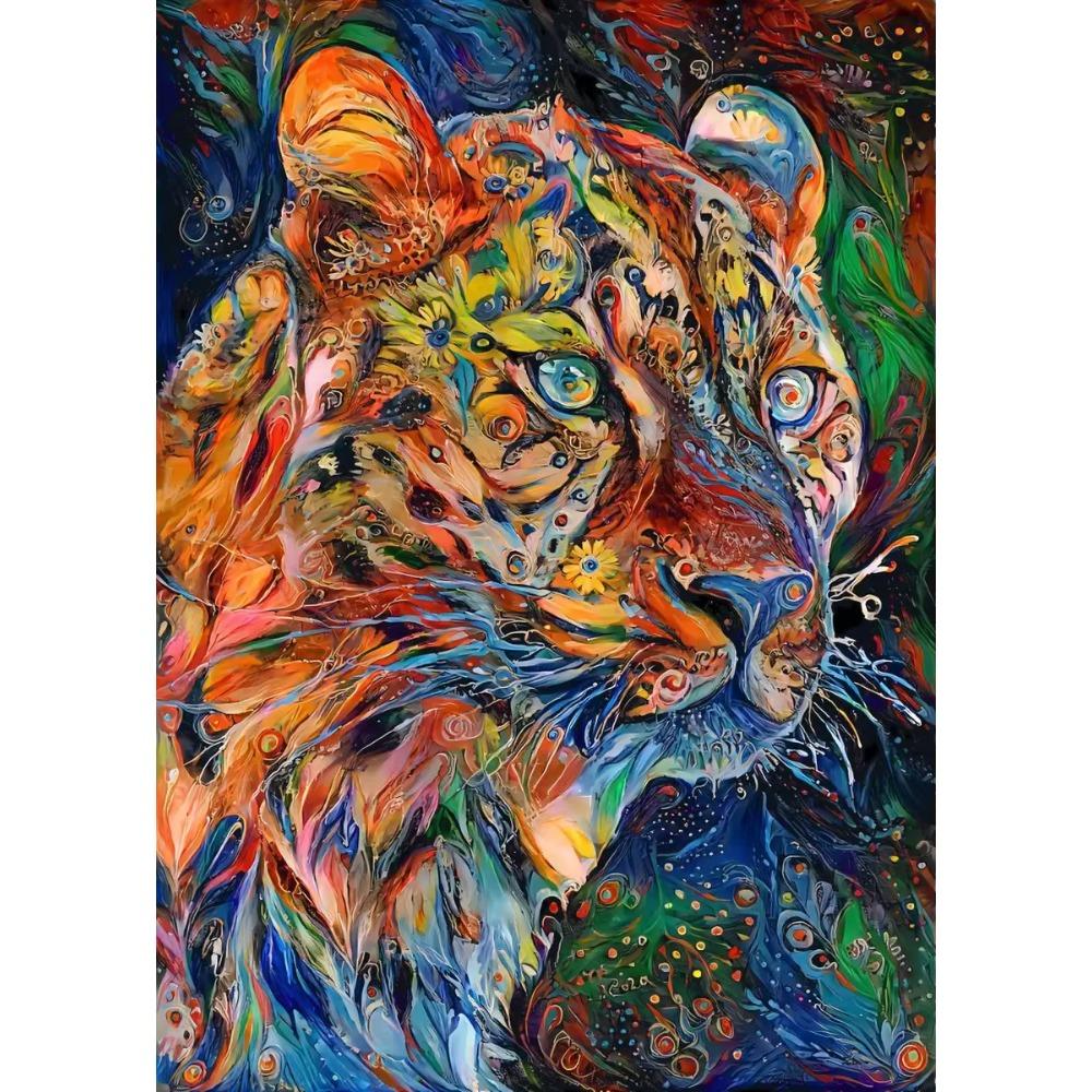 Canvas Abstract Animals Lion Tiger Cat Colour Retro Wall Decoration Pictures Living Bedroom Decor Posters