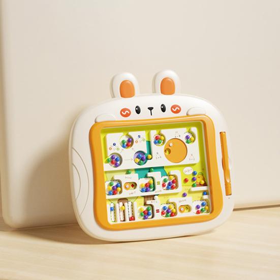 Rabbit Magnetic Bead Board Color Sorting Number Counting Maze Game Fine Motor Skills Beads Matching Kids Educational Preschool Learning Toy