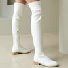 Women's Thigh High Boots 2025 Low Heels Over-the-knee Boot Black Red White Long Footwear Shoes Ladies Large Size 48 Water-proof