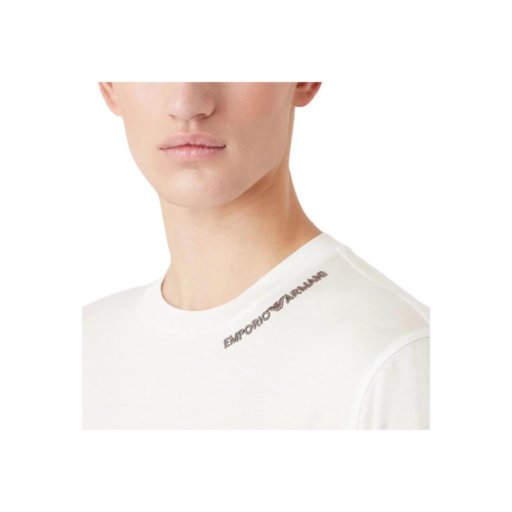 Emporio Armani Ss22 Solid Color Round Neck Letter Print Short Sleeve T-Shirt Men Tops White 3R1TT4-1JUVZ-0101