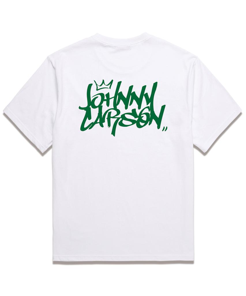 JOHNNY CARSON Classic Graffiti Logo Short Sleeve T-Shirt (Jcss102) White/Green (Type B)