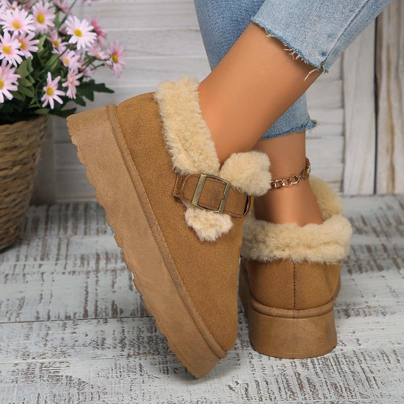 Nuovi Stivaletti Invernali da Donna Foderati in Pile da Esterno con Suola Spessa Stile Birkenstock Imbottiti in Cotone Stivali da Neve