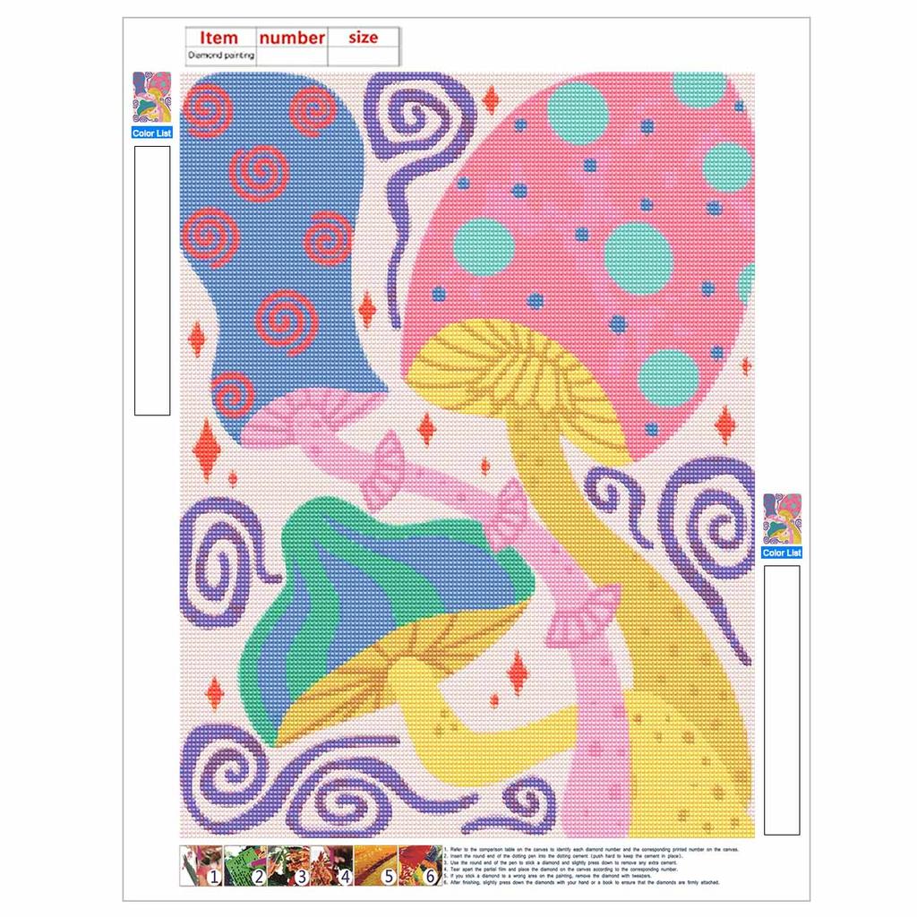 Diamond Painting Kits for Adults Mushroom Full Round Drill 5D Art Craft Wall Decor for Bedroom Living Room Home Decoration