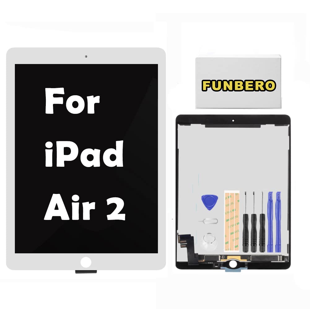 

Funbero Для iPad Air 2 A1567 Ремонт ЖК-панели ЖК-сенсорной панели Набор ЖК-панели Ремонтные инструменты в комплекте A1566, Дисплей, - (белый) белый