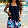 European and American large size split swimsuit tankini slightly fat meat cover beach vacation hot spring two-piece set