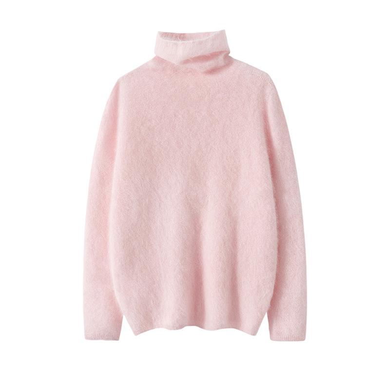 Women's High Neck 100% Cashmere Brushed Knit Sweater - Autumn/Winter Collection