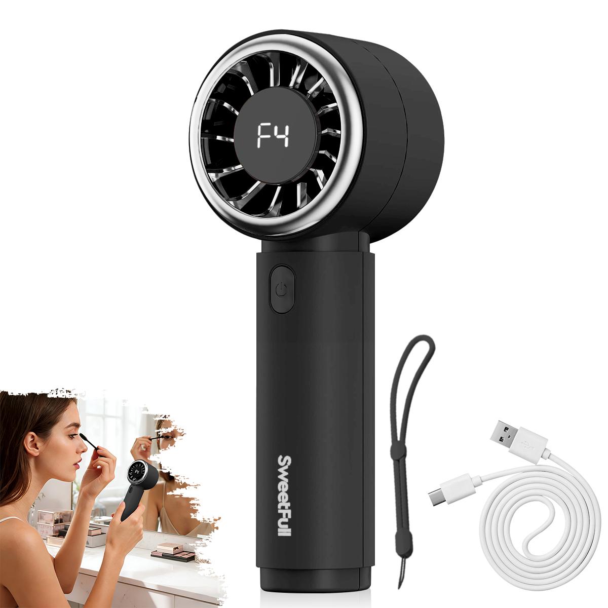 

Portable Handheld Fan 5-speed Air-cooled Turbo Fan - Long Lasting Battery Life Is A Must-have for Outdoor Activities and Travel чёрный