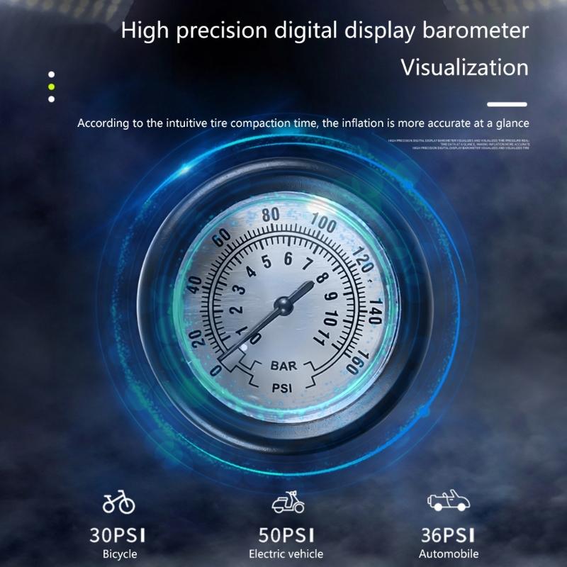 Bike Foot Floor Pump Portable Bicycles Tire Pump Hand BMX Bike Pump Inflator with Pressure Built-in Precisions Barometer