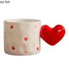 Creative Heart Shaped Ceramic Mug High Beauty Polka Dot Coffee Mug Office Cute Milk Cup Breakfast Cup Household Water Cups