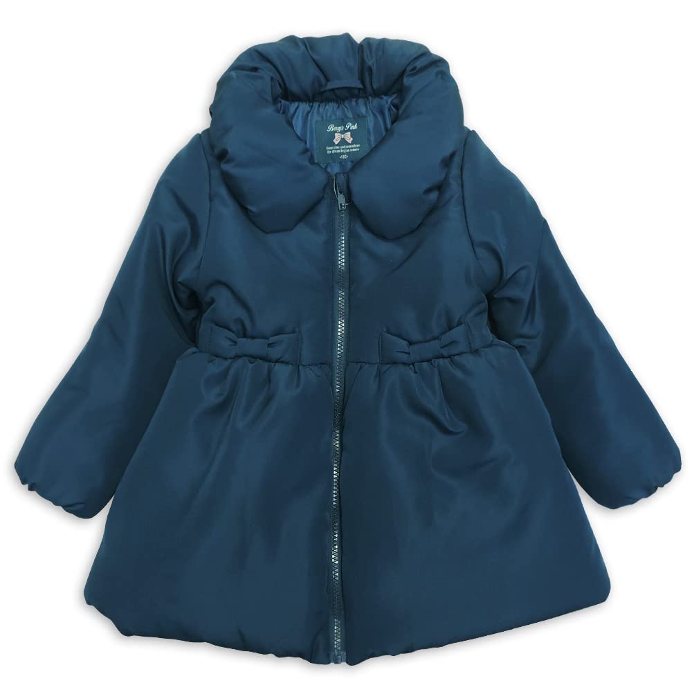 Ashberry Padded Coat with Back Angel 110cm Kids' Outerwear, Ribbon, Zip-Up Jacket, Children's Coat, Coat, Navy, (433410)