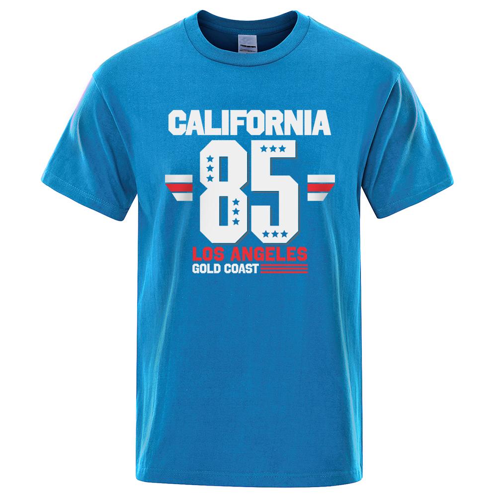 California 85 Los Angeles Gold Coast T-Shirt Casual Loose Tops Oversized Summer Tee Clothes Fashion Cotton Crewneck Men Clothes