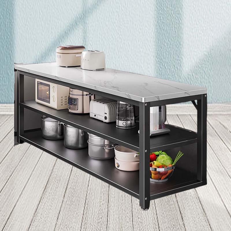 Modern Kitchen Storage Rack with Rock Slab Countertop