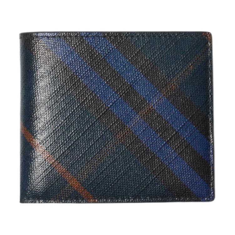 Burberry Проверьте складной дизайн Хлопковый кошелек Мужской кошелек Полуночно-синий 81123481 Basic Set (Bag+Dust Bag)