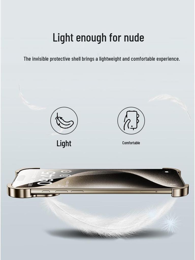 Apple 17Pro & 16Promax Anti-Vingerafdruk Valbestendige Telefoonhoes met Metalen Hoeken en Unieke Vorm.