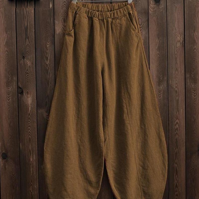 Plus Size Women Summer Cotton Linen Pants Loose Casual Straight-leg Retro Wide-leg Pants