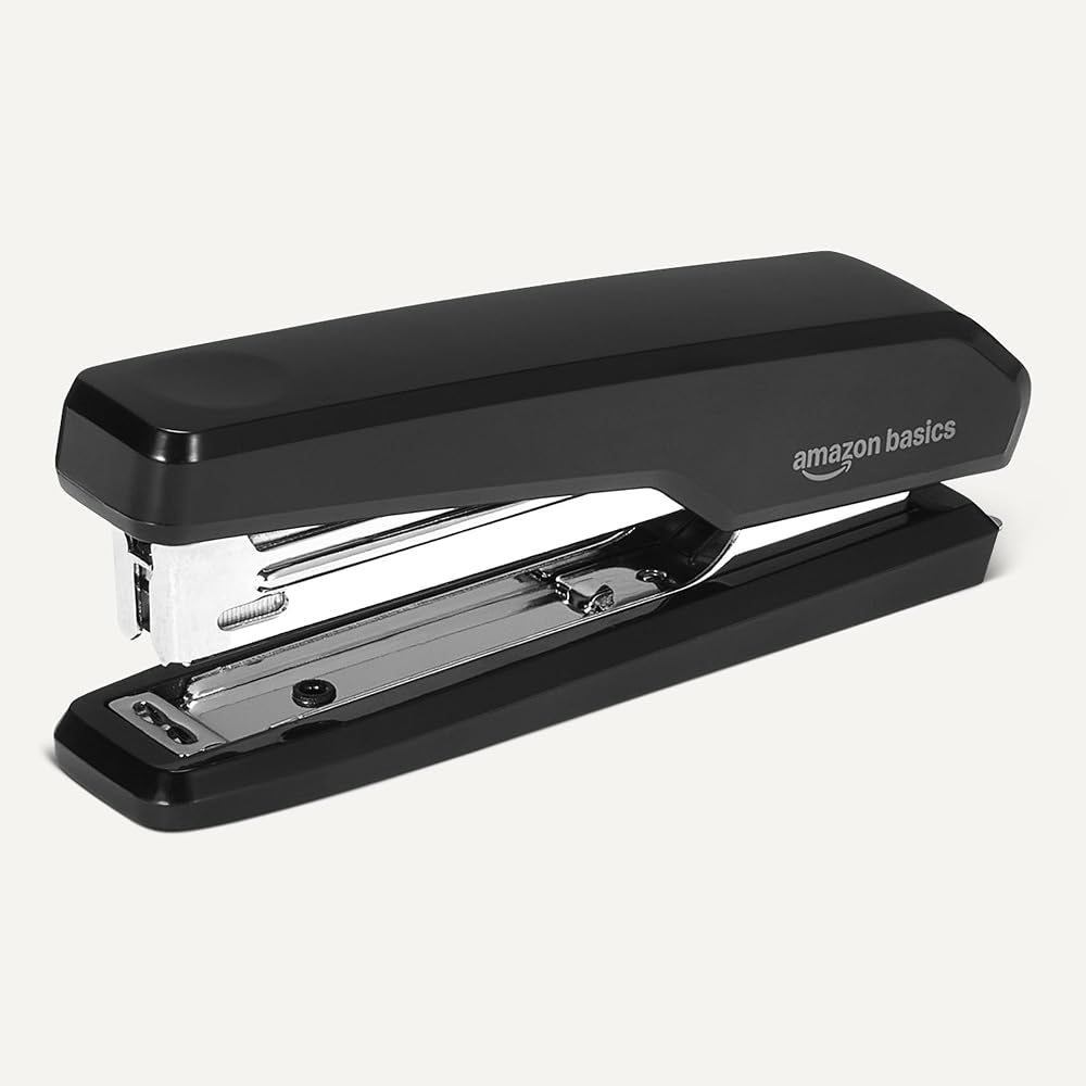 Basics Manual Stapler for Up To 18 Sheets, Durable Metal, Black