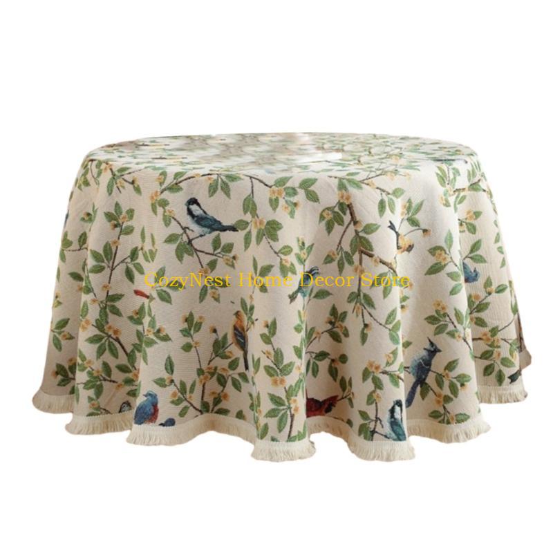 

92MF Practical Tablecloth Table Cloth Circulars Table Covers for Everyday Use Easy Maintenance Holiday Parties Table Cover A