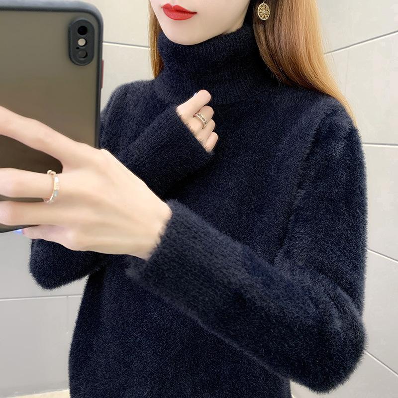 Cashmere Sweater Pullover Women Autumn and Winter Half High Collar Solid Casual Long Sleeve Knitting Bottoming Sweater Top