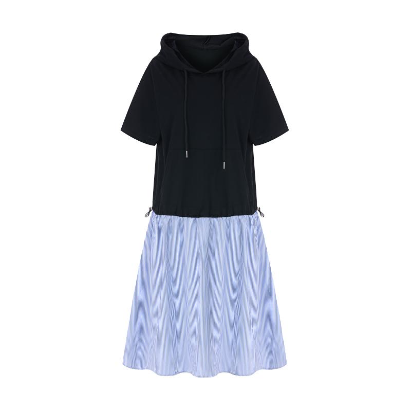 Sally St Color Block Hooded Loose Fit Dress_I6B-Cop013