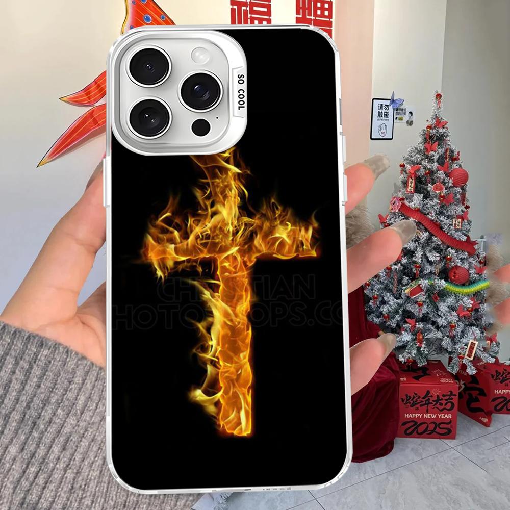 Jesus Christ Cross Phone Case For iPhone 16 15 14 13 12 11 Pro Max X XR XSMAX 8 7 Plus Matte Shockproof Back Cover