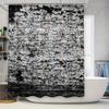 Luxus Duschvorhang Set Modern Weiß Schwarz Druck Wasserdichtes Gewebe Dekorativer Badezimmer-Einsatz 72x84 (Schwarz)