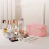 Durable Solid Color Mesh Cosmetic Bag Zipper Transparent Makeup Pouch Large Capacity Lightweight Toiletry Storage Bag Lipstick