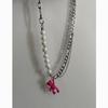 Pink Bear Pendant Necklace For Women Girls Cute Animal Jewelry With Pearl Chain