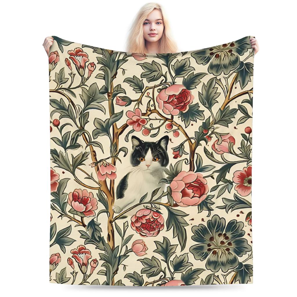 Vintage Poppy Warm Soft Blankets Students Plush Throw Blanket Print Home Decor Flannel Bedspread Sofa Bed Cover