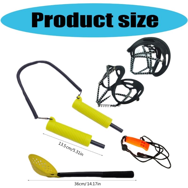 Ice Fishing Safety Kits Outdoor Retractable Ice Safety Spikes Whistles Ice Spoon Ice Grippers Light Weight Ice Picks