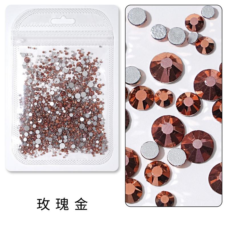 1440 buc, Un pachet întreg de manichiuri colorate, Diamante cu fund plat, Burghie din sticlă de cristal nu pot cădea de pe fund, Bijuterii cu diamante rotunde cu dimensiuni mixte.