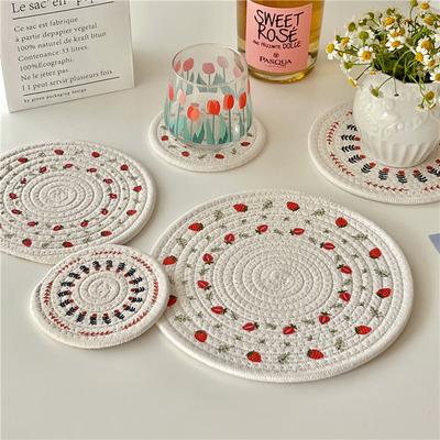 Dessous de verre rond tissé isolant pour table à manger, style nordique, pour bol, tasse, assiette à café, décoration d'intérieur