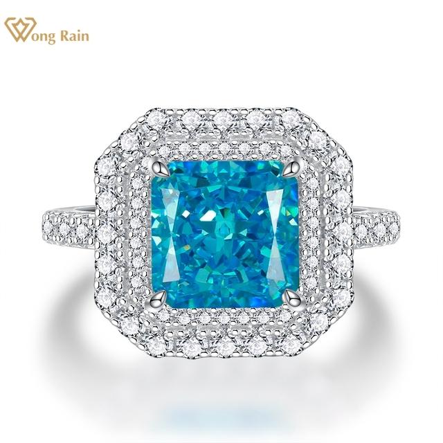 

Wong Rain Luxury 925 стерлингового серебра Дробленый лед огранка 6CT AAAAA Цирконы Драгоценный камень Обручальное обручальное кольцо Тонкие ювелирные изделия US 5.5 синий