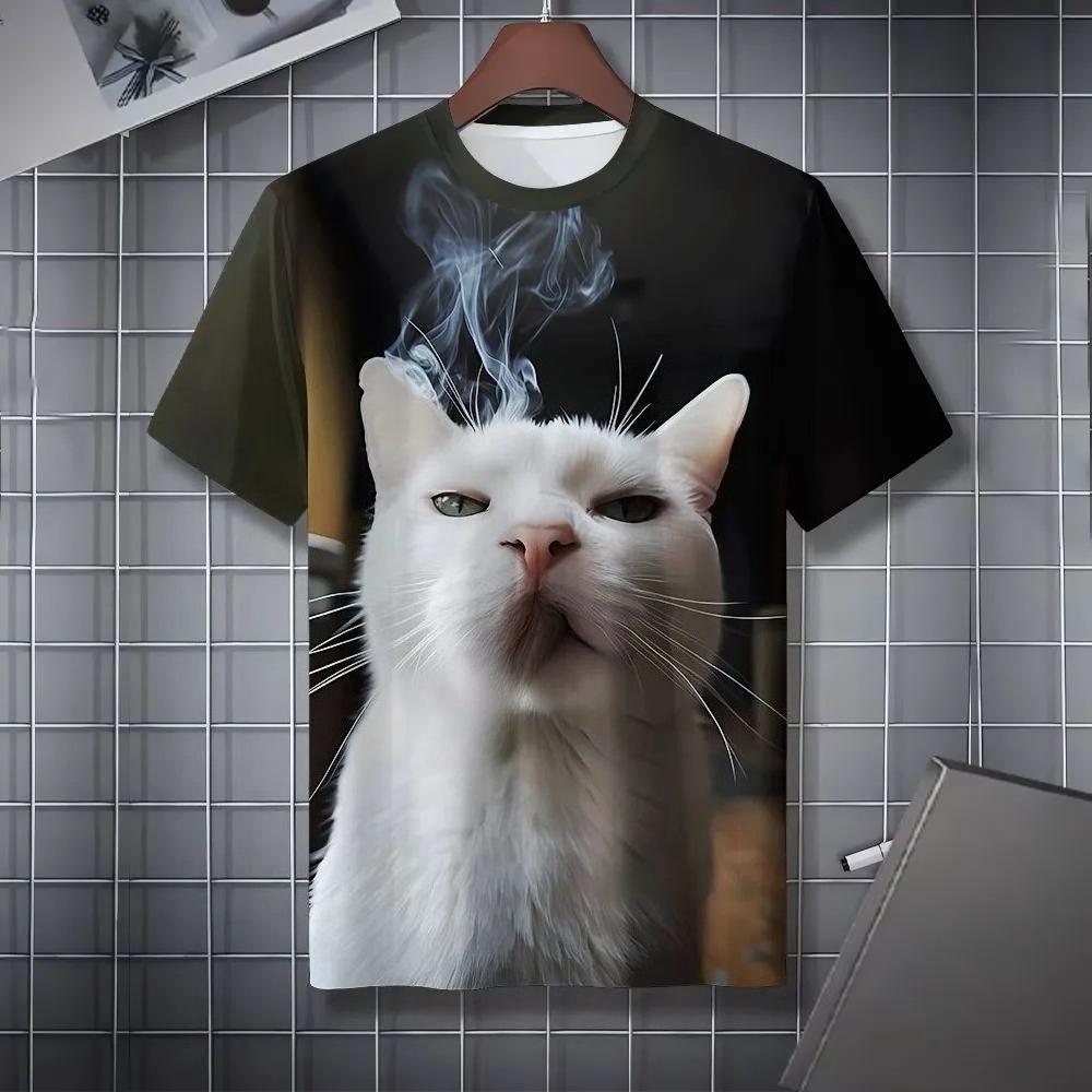 Summer Men's Casual Fashion Creative Casual Daily T-shirt Loose Casual T-shirt 3D Digital Color Printed T-shirt