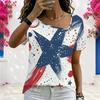 Women Plus Size Asymmetric Neck Short Sleeve Top Colorful Rainbow Heart Vibrant Art Print