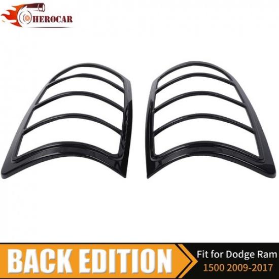 

Gloss Black Tail Light Lamp Cover Taillight Protector Guard for 09-18 Dodge Ram