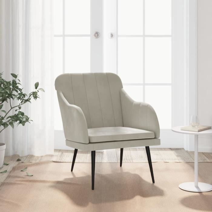 351454 vidaXL Fauteuil Gris clair 63x76x80 cm Velours